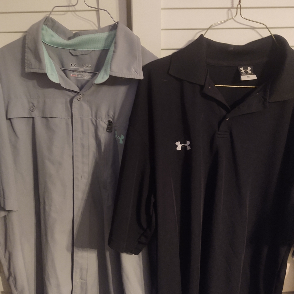 Two men's medium under armour polos